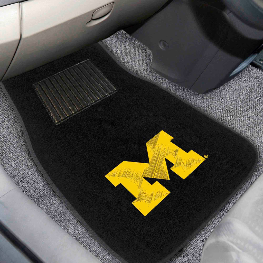 Fanmats - University of Michigan 2-pc Embroidered Car Mat Set 17''x25.5''