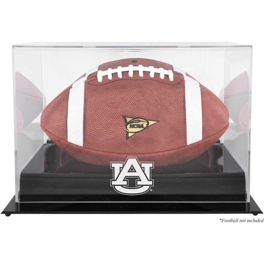 Auburn Tigers Black Base Team Logo Football Display Case with Mirror Back