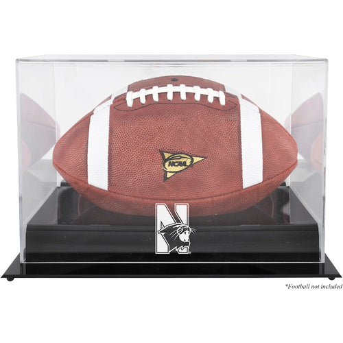 Northwestern Wildcats Black Base Team Logo Football Display Case with Mirror Back