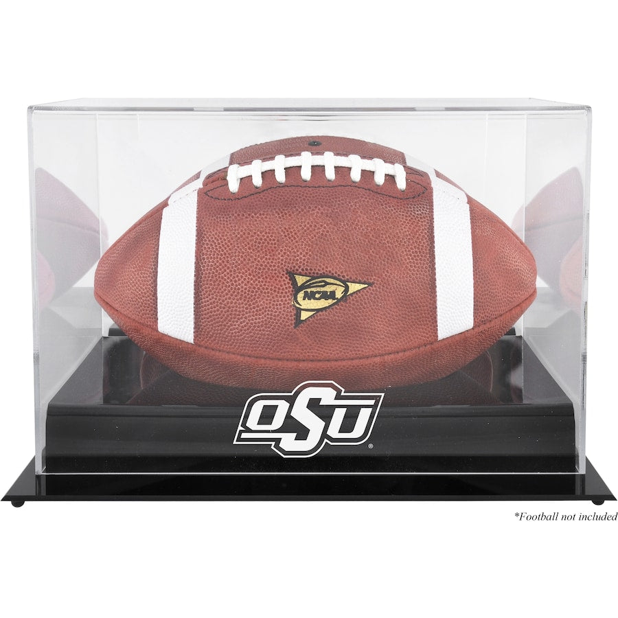Oklahoma State Cowboys Black Base Team Logo Football Display Case with Mirror Back