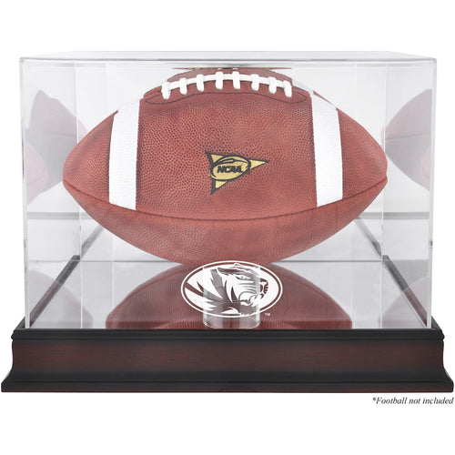 Missouri Tigers Mahogany Base Logo Football Display Case with Mirror Back