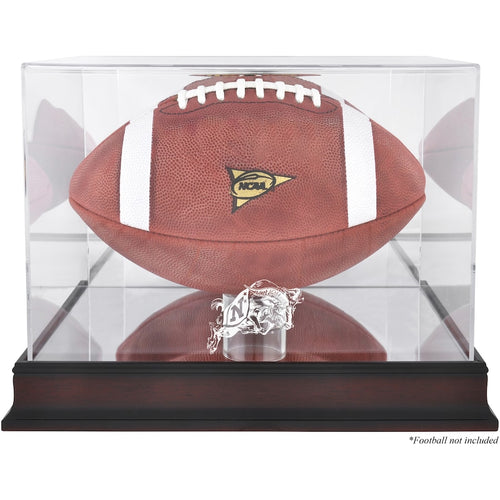 Navy Midshipmen Mahogany Base Logo Football Display Case with Mirror Back