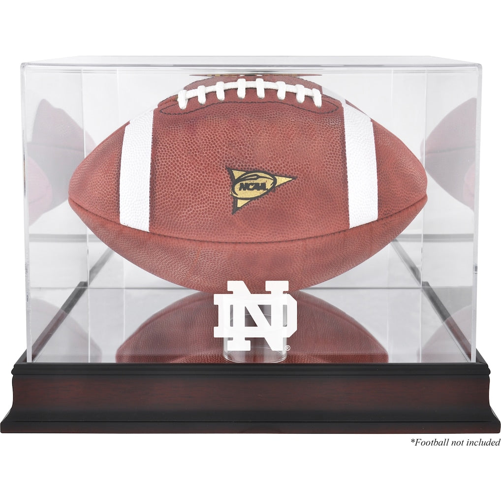 Notre Dame Fighting Irish Mahogany Base Logo Football Display Case with Mirror Back