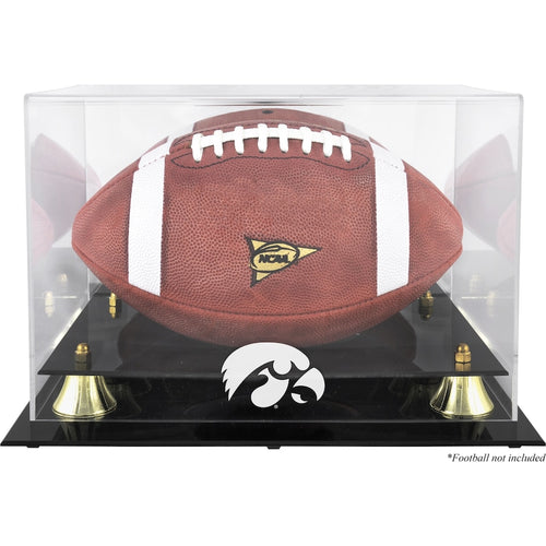 Iowa Hawkeyes Golden Classic Logo Football Display Case with Mirror Back