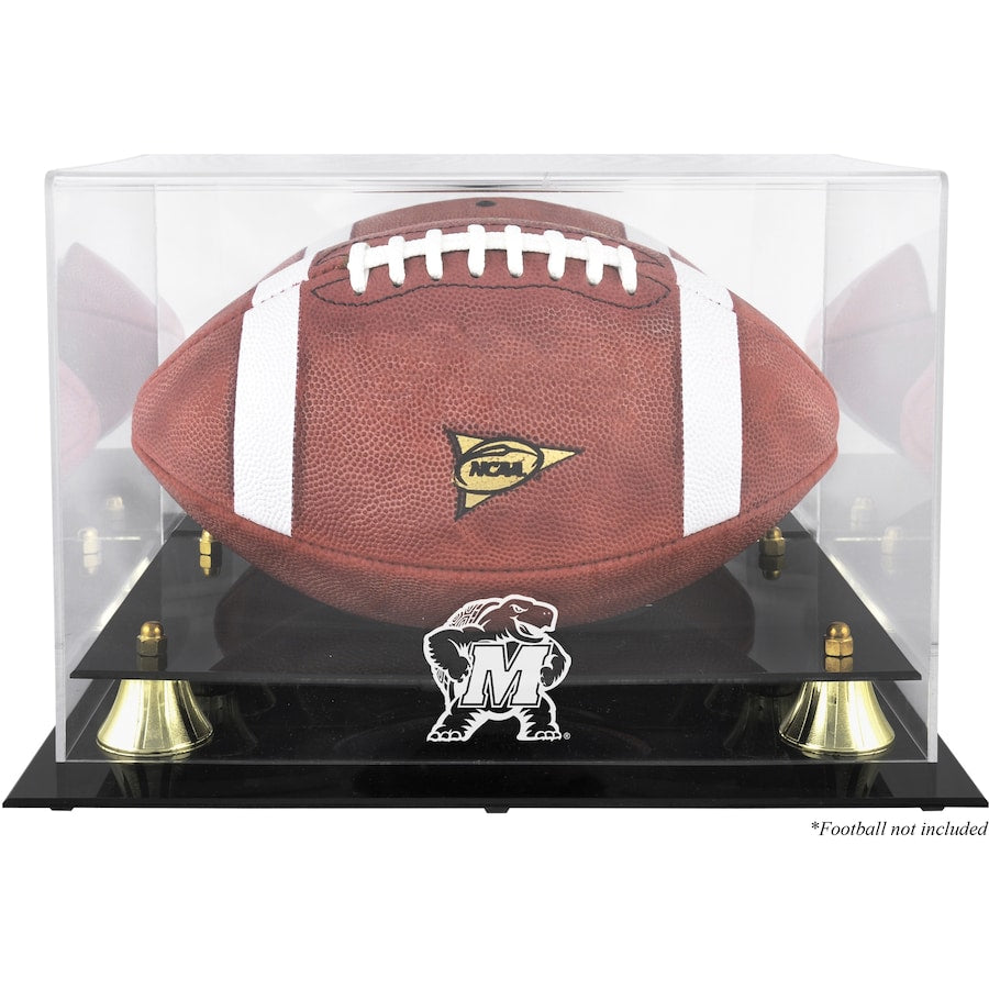 Maryland Terrapins Golden Classic Logo Football Display Case with Mirror Back