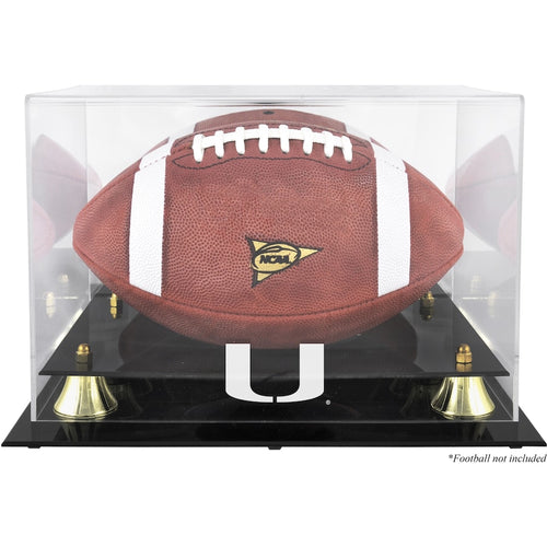 Miami Hurricanes Golden Classic Team Logo Football Display Case with Mirror Back