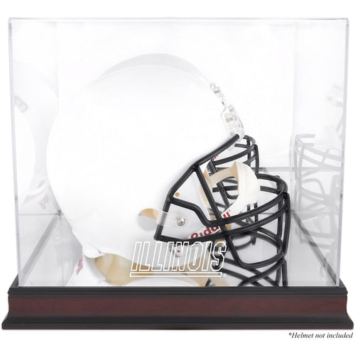 Illinois Fighting Illini Mahogany Helmet Display Case with Mirrored Back