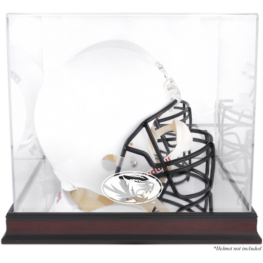Missouri Tigers Mahogany Base Team Logo Helmet Display Case with Mirrored Back