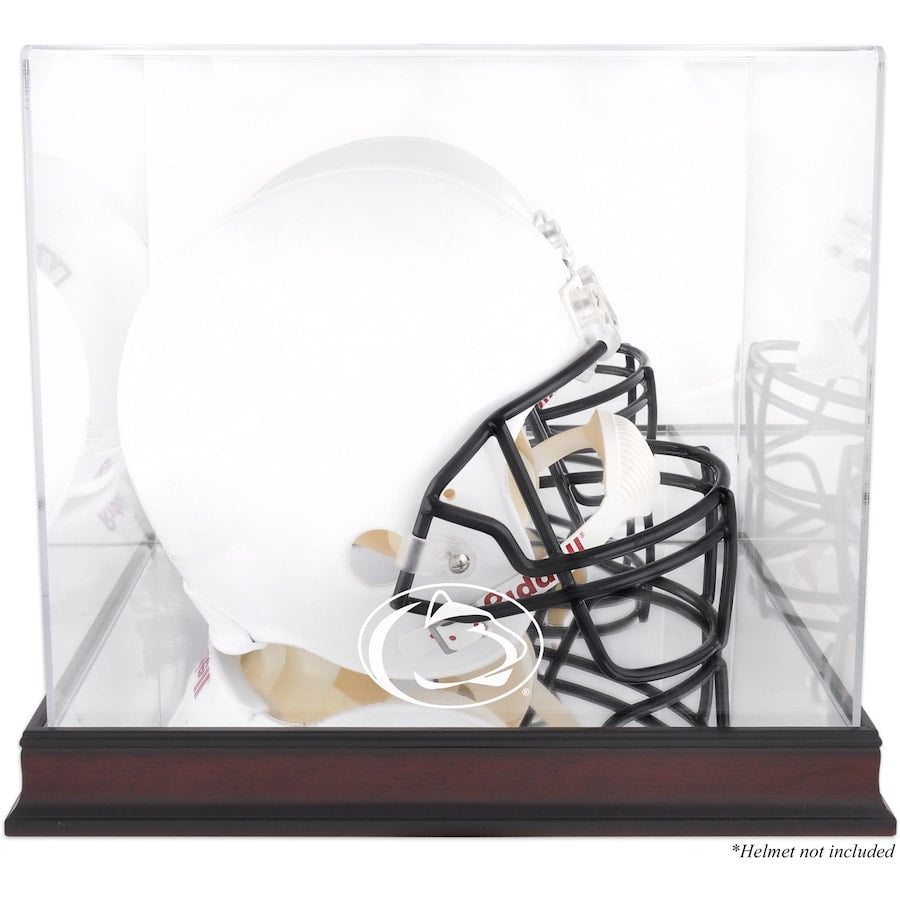 Penn State Nittany Lions Mahogany Base Team Logo Helmet Display Case with Mirrored Back