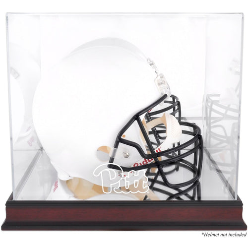 Pittsburgh Panthers Mahogany Base Team Logo Helmet Display Case with Mirrored Back