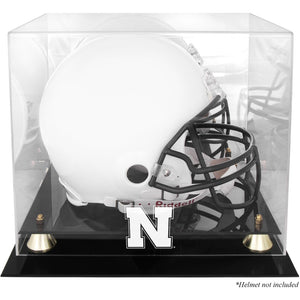 Nebraska Huskers Golden Classic Logo Helmet Display Case with Mirrored Back