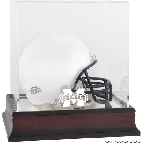 Mississippi State Bulldogs Mahogany Logo Mini Helmet Display Case with Mirror Back