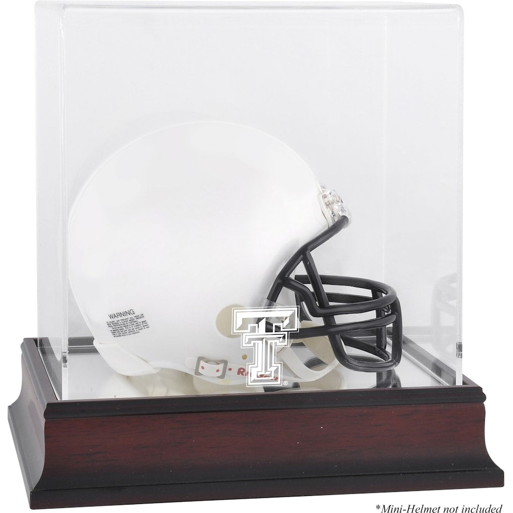 Texas Tech Red Raiders Mahogany Logo Mini Helmet Display Case with Mirror Back