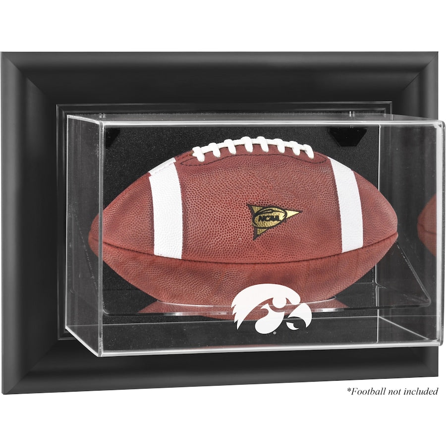 Iowa Hawkeyes Black Framed Logo Wall-Mountable Football Display Case