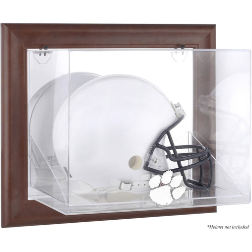 Clemson Tigers Brown Framed Wall-Mountable Helmet Display Case