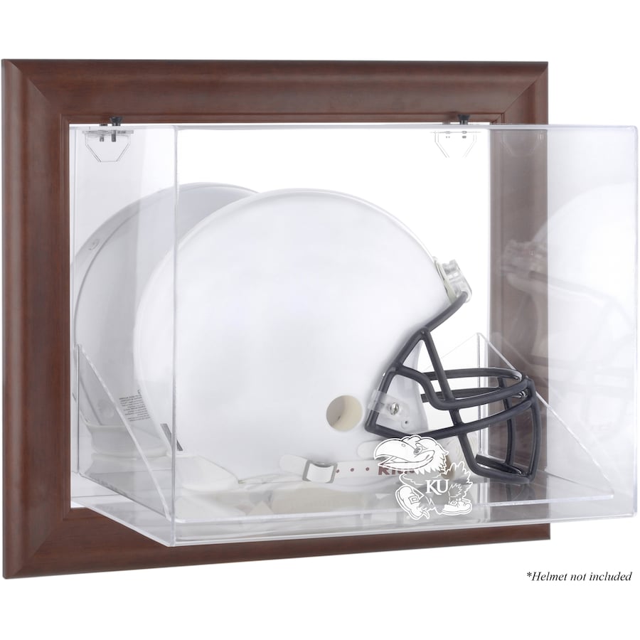 Kansas Jayhawks Brown Framed Wall-Mountable Helmet Display Case
