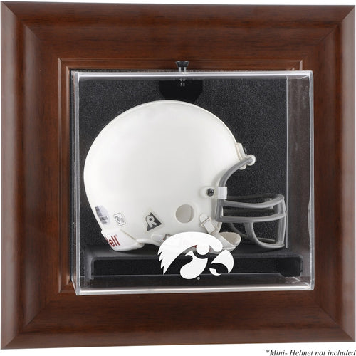 Iowa Hawkeyes Brown Framed Wall-Mountable Mini Helmet Display Case
