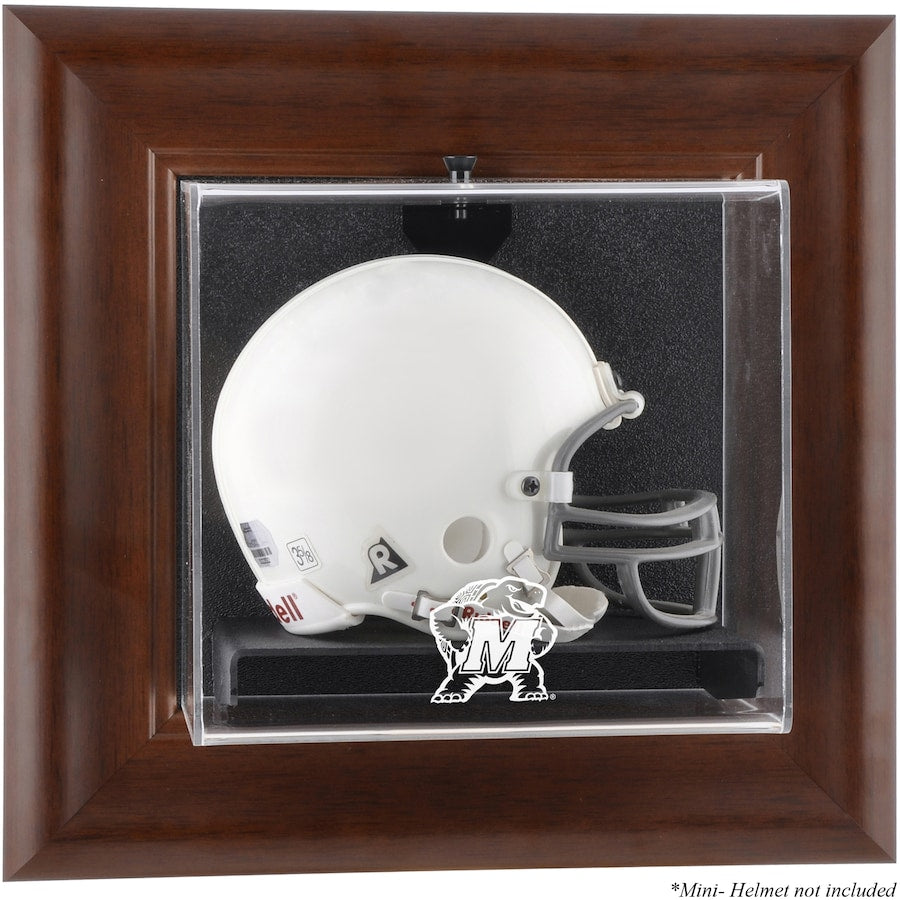 Maryland Terrapins Brown Framed Wall-Mountable Mini Helmet Display Case