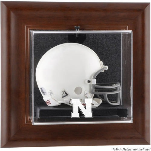 Nebraska Huskers Brown Framed Wall-Mountable Mini Helmet Display Case