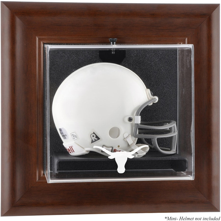 Texas Longhorns Brown Framed Wall-Mountable Mini Helmet Display Case