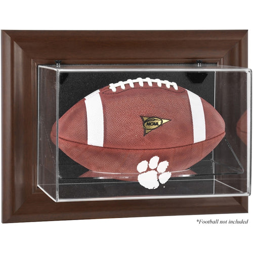 Clemson Tigers Brown Framed Wall-Mountable Football Case