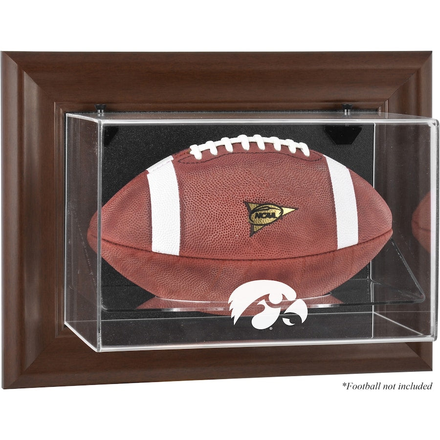 Iowa Hawkeyes Brown Framed Wall-Mountable Football Display Case