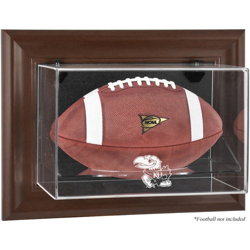 Kansas Jayhawks Brown Framed Wall-Mountable Football Display Case