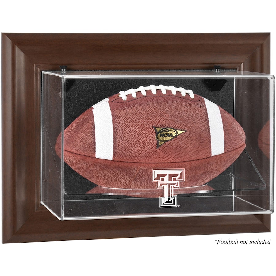 Texas Tech Red Raiders Brown Framed Wall-Mountable Football Display Case