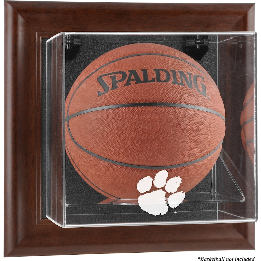 Clemson Tigers Brown Framed Wall-Mountable Basketball Display Case