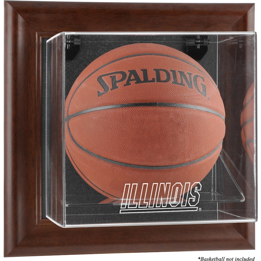 Illinois Fighting Illini Brown Framed Wall-Mountable Basketball Display Case