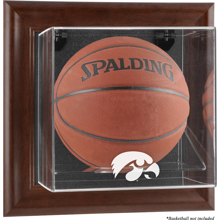 Iowa Hawkeyes Brown Framed Wall-Mountable Basketball Display Case