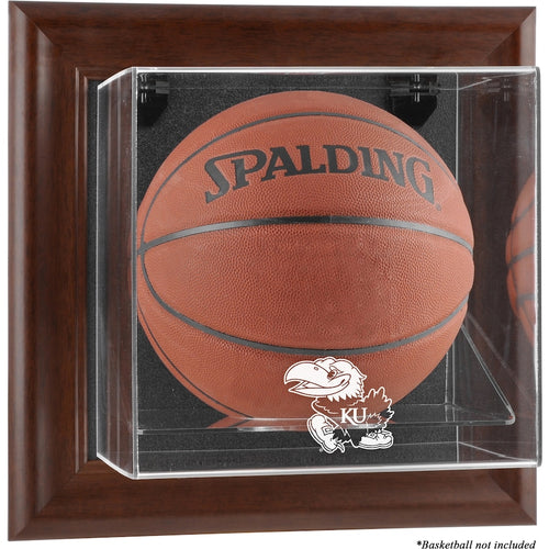 Kansas Jayhawks Brown Framed Wall-Mountable Basketball Display Case