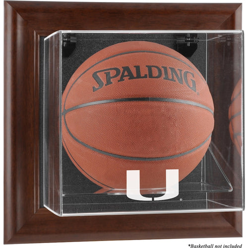 Miami Hurricanes Brown Framed Wall-Mountable Basketball Display Case