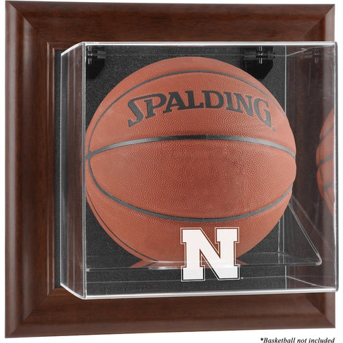 Nebraska Huskers Brown Framed Wall-Mountable Basketball Display Case