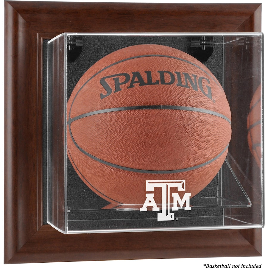 Texas A&M Aggies Brown Framed Wall-Mountable Basketball Display Case