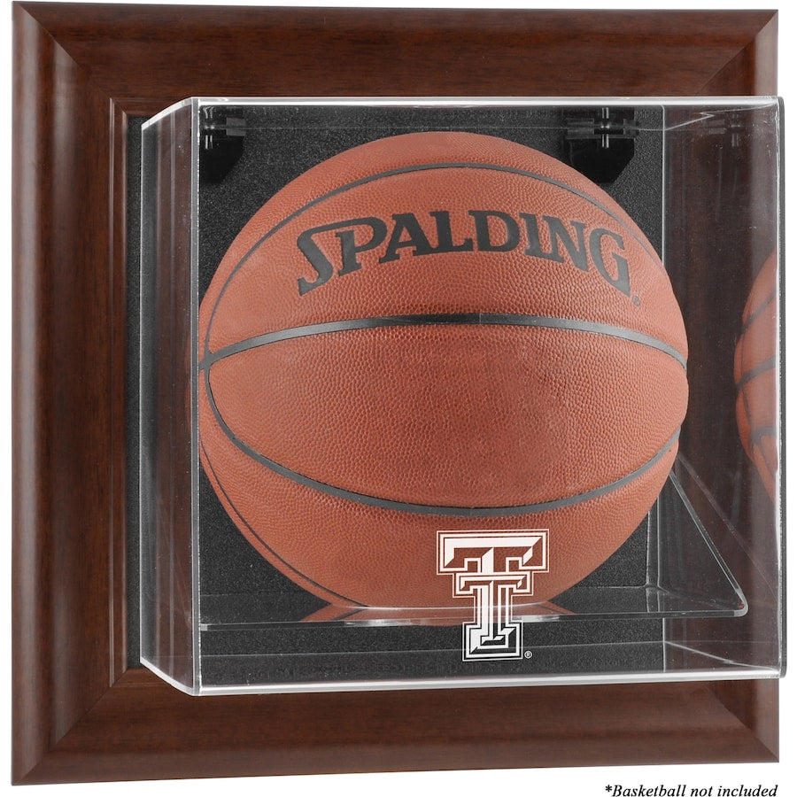 Texas Tech Red Raiders Brown Framed Wall-Mountable Basketball Display Case