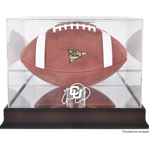 Colorado Buffaloes Mahogany Base Logo Football Display Case with Mirror Back
