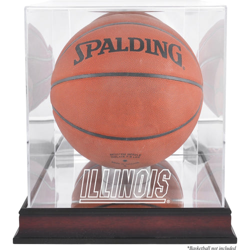 Illinois Fighting Illini Mahogany Antique Finish Basketball Display Case with Mirror Back