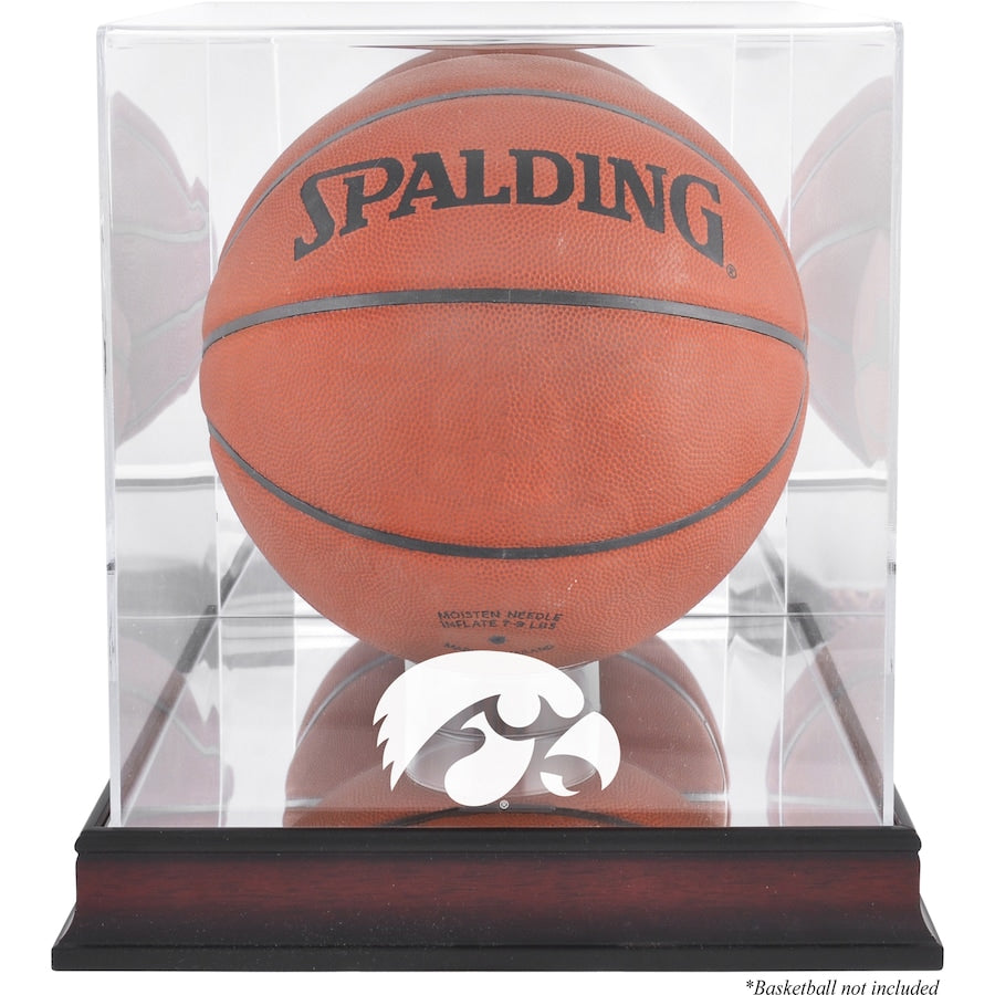 Iowa Hawkeyes Mahogany Antique Finish Basketball Display Case with Mirror Back