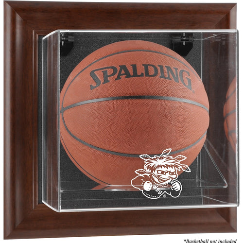 Wichita State Shockers Brown Framed Wall Mountable Basketball Display Case