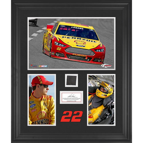 Joey Logano Framed 3-Photograph Collage with Race-Used Tire-Limited Edition of 500