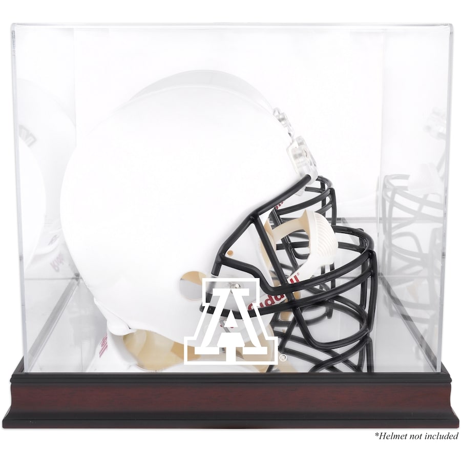 Arizona Wildcats Mahogany Base Team Logo Helmet Display Case with Mirrored Back