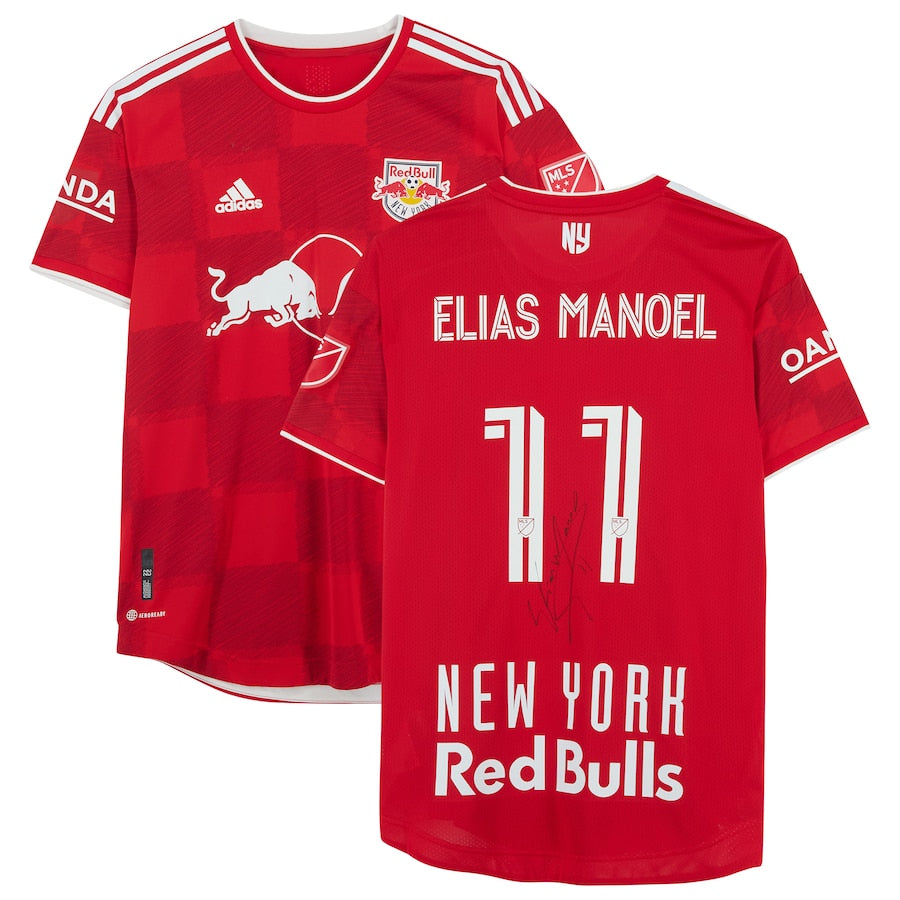 Elias Manoel New York Red Bulls Autographed Match-Used #11 Red Jersey from the 2022 MLS Season