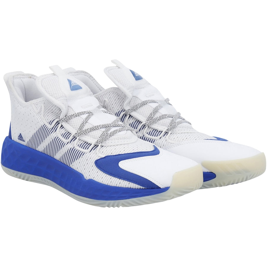 Kansas Jayhawks Team-Issued White and Blue Boost Low Adidas Shoes from the Basketball Program