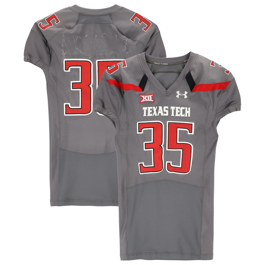 Texas Tech Red Raiders Team-Issued #35 Gray Jersey from the 2014 NCAA Football Season