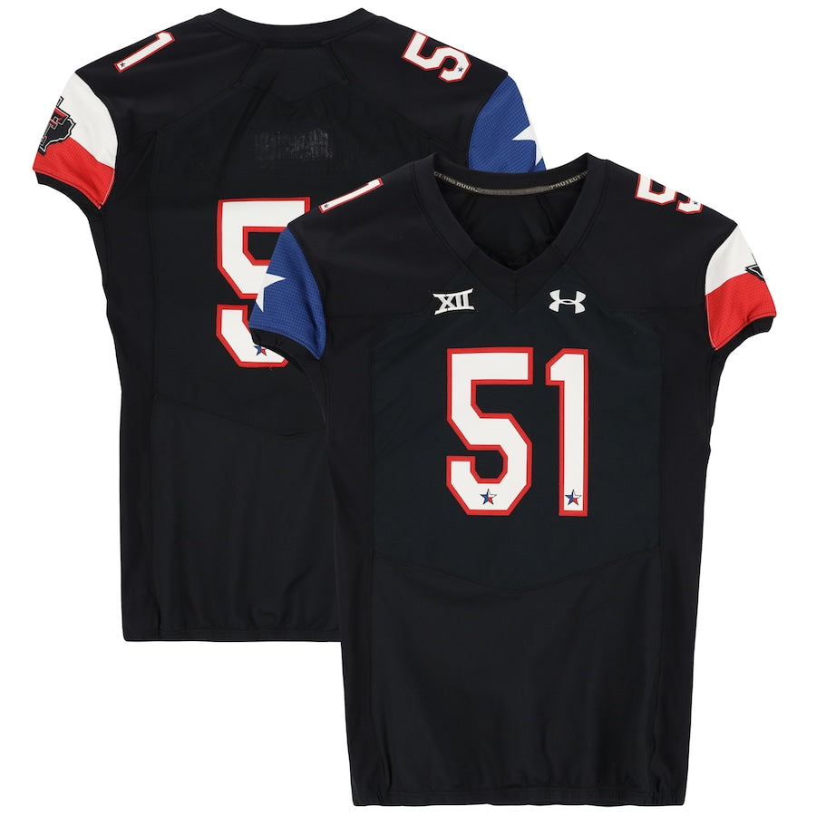 Texas Tech Red Raiders Team-Issued #51 Black State Flag Jersey from the 2014 NCAA Football Season