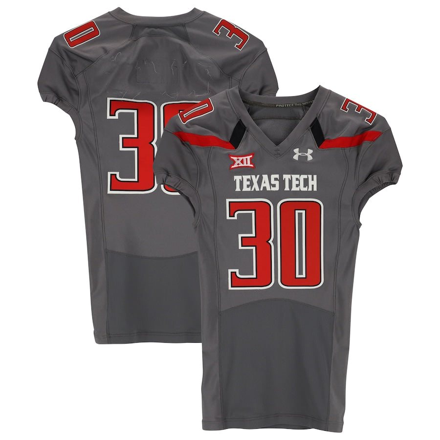 Texas Tech Red Raiders Team-Issued #30 Gray Jersey from the 2014 NCAA Football Season