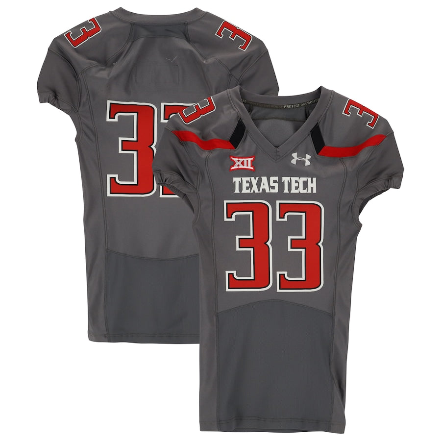 Texas Tech Red Raiders Team-Issued #33 Gray Jersey from the 2014 NCAA Football Season