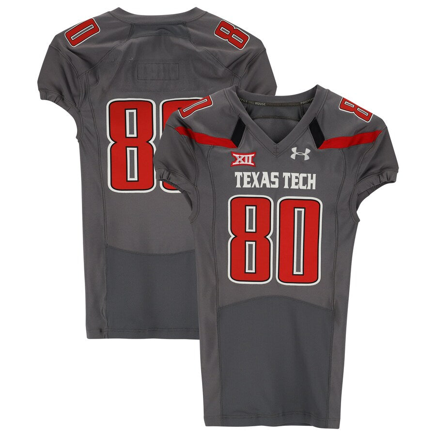 Texas Tech Red Raiders Team-Issued #80 Gray Jersey from the 2014 NCAA Football Season