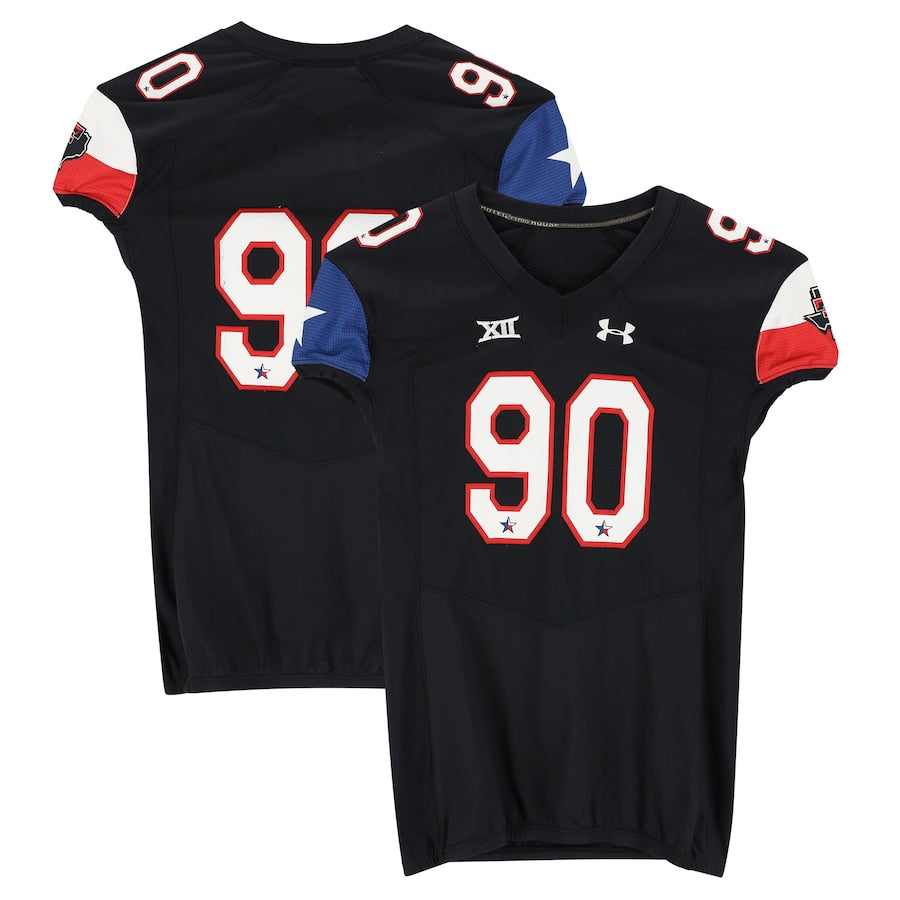 Texas Tech Red Raiders Team-Issued #90 Black State Flag Jersey from the 2014 NCAA Football Season